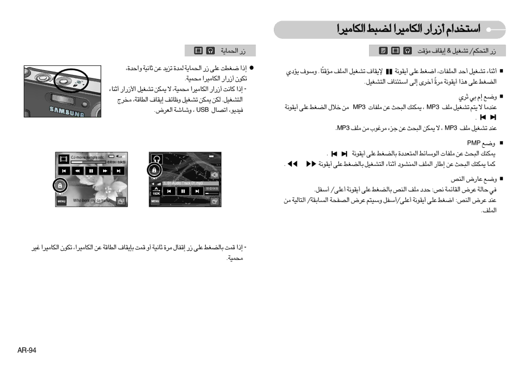 Samsung EC-I7ZZZBBE/AS, EC-I7ZZZBBA/E1, EC-I7ZZZBBA/FR, EC-I7ZZZBBC/E2, EC-I7ZZZSBC/E2 manual £dÍ w ≈Â Ël, «∞Mh ´U¸÷ Ël, AR-94 