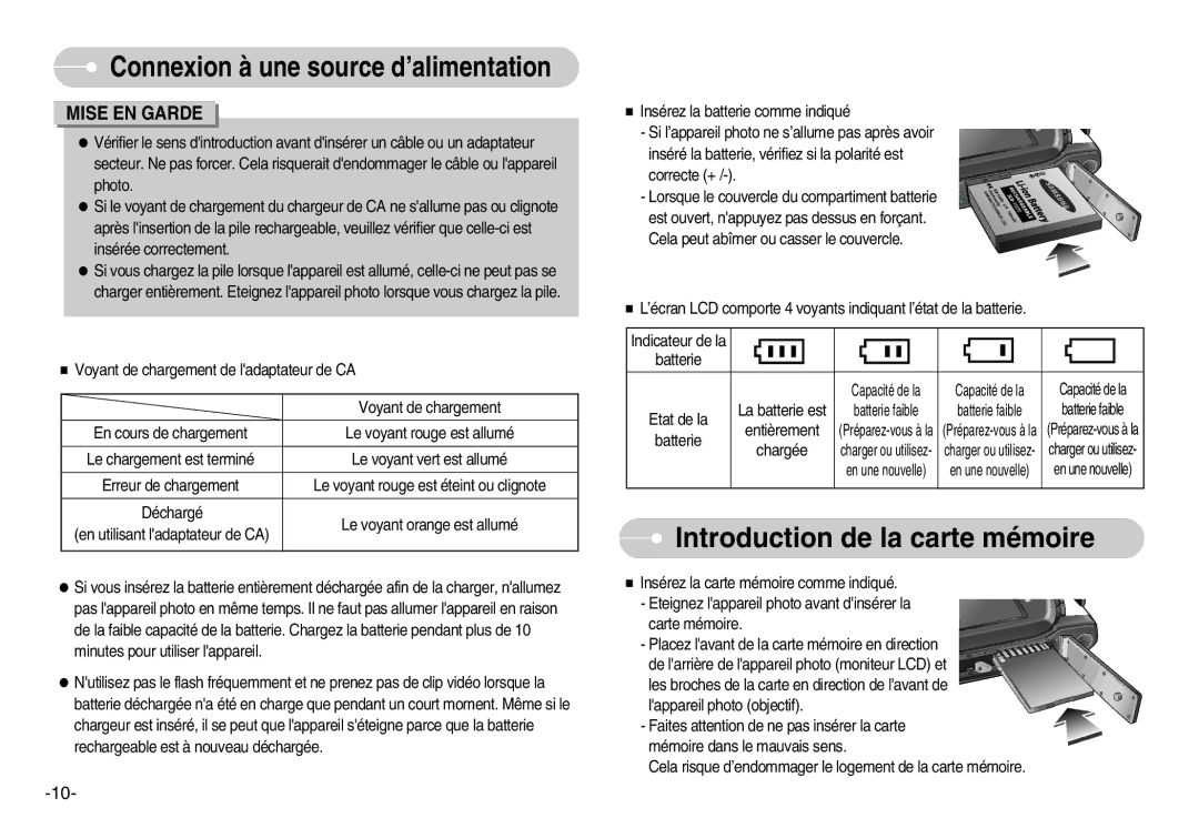 Samsung EC-I7ZZZBBA/E1, EC-I7ZZZBBA/FR, EC-I7ZZZBBC/E2, EC-I7ZZZSBC/E2, EC-I7ZZZSBA/FR manual Introduction de la carte mémoire 