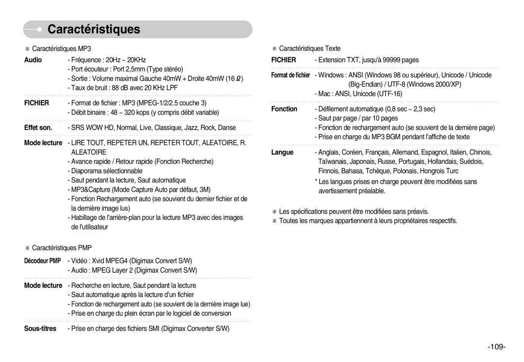 Samsung EC-I7ZZZBBA/E1, EC-I7ZZZBBA/FR, EC-I7ZZZBBC/E2, EC-I7ZZZSBC/E2, EC-I7ZZZSBA/FR, EC-I7ZZZBBB/FR manual 109, Audio 