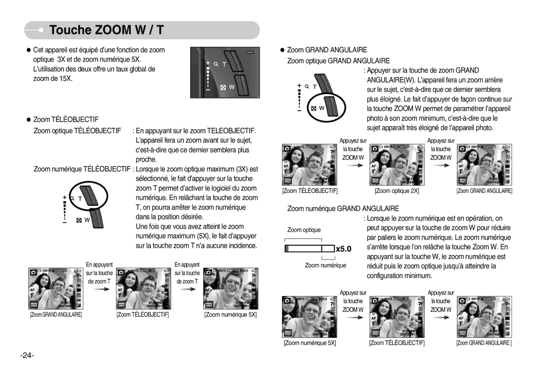 Samsung EC-I7ZZZSBC/E2, EC-I7ZZZBBA/E1, EC-I7ZZZBBA/FR, EC-I7ZZZBBC/E2 manual Touche Zoom W / T, Configuration minimum 