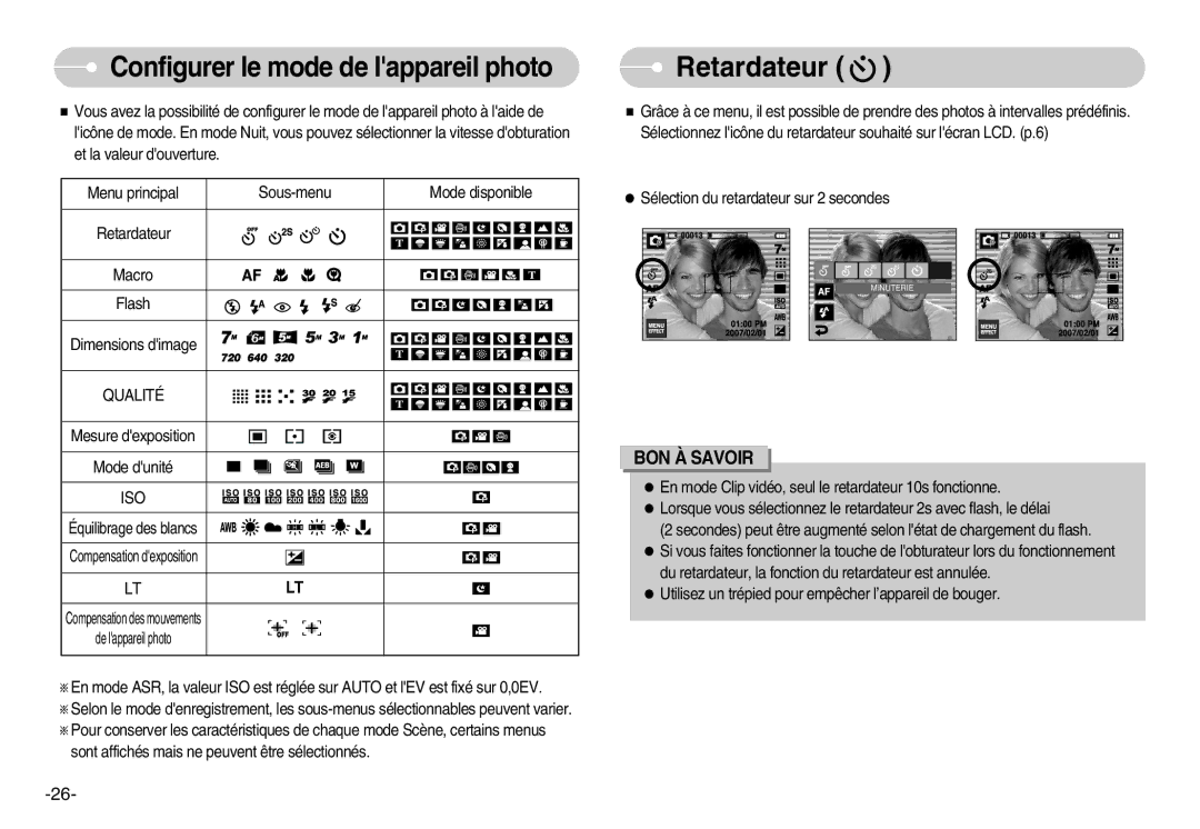 Samsung EC-I7ZZZBBB/FR, EC-I7ZZZBBA/E1, EC-I7ZZZBBA/FR, EC-I7ZZZBBC/E2, EC-I7ZZZSBC/E2, EC-I7ZZZSBA/FR Retardateur, Qualité 