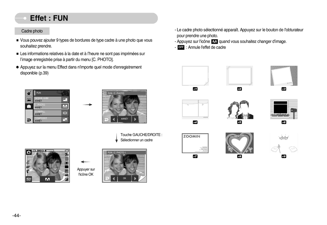 Samsung EC-I7ZZZBBA/FR, EC-I7ZZZBBA/E1, EC-I7ZZZBBC/E2, EC-I7ZZZSBC/E2, EC-I7ZZZSBA/FR, EC-I7ZZZBBB/FR manual Effet FUN 