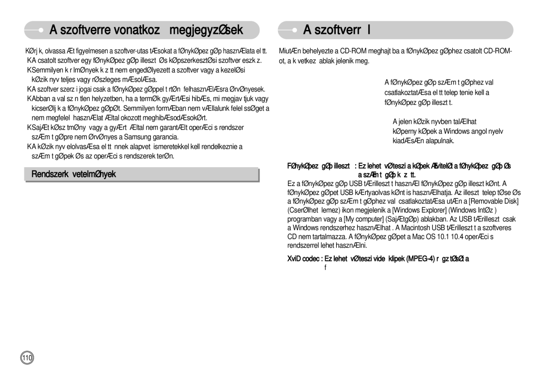 Samsung EC-I7ZZZBBA/DE, EC-I7ZZZBBA/FR, EC-I7ZZZSBB/DE, EC-I7ZZZSBB/FR, EC-I7ZZZBBA/NL SzoftverrŒl, Rendszerkövetelmények 