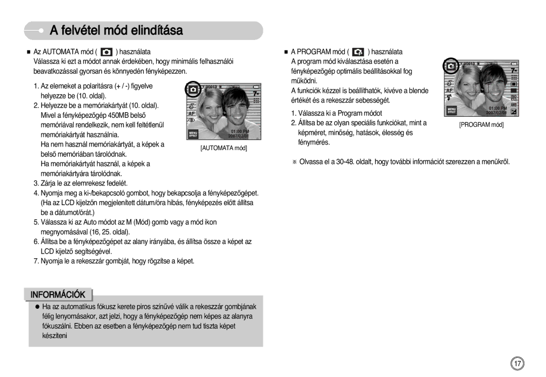 Samsung EC-I7ZZZSBA/FI, EC-I7ZZZBBA/FR, EC-I7ZZZBBA/DE, EC-I7ZZZSBB/DE, EC-I7ZZZSBB/FR, EC-I7ZZZBBA/NL manual Program mód 