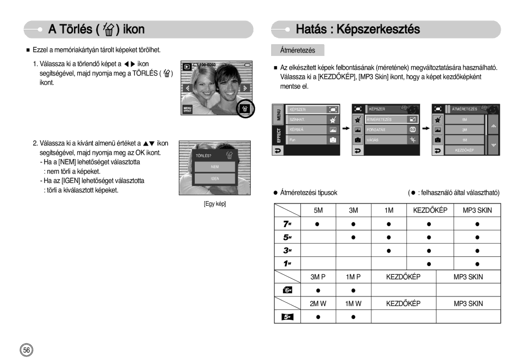 Samsung EC-I7ZZZSBB/DE, EC-I7ZZZBBA/FR, EC-I7ZZZBBA/DE, EC-I7ZZZSBB/FR, EC-I7ZZZBBA/NL manual Törlés ikon, Kezdãkép MP3 Skin 