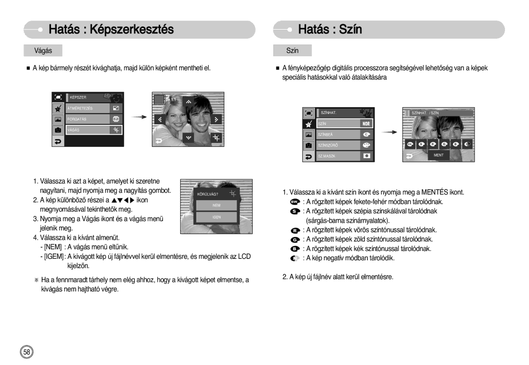 Samsung EC-I7ZZZBBA/NL, EC-I7ZZZBBA/FR, EC-I7ZZZBBA/DE, EC-I7ZZZSBB/DE, EC-I7ZZZSBB/FR, EC-I7ZZZSBA/NL manual Hatás Szín 