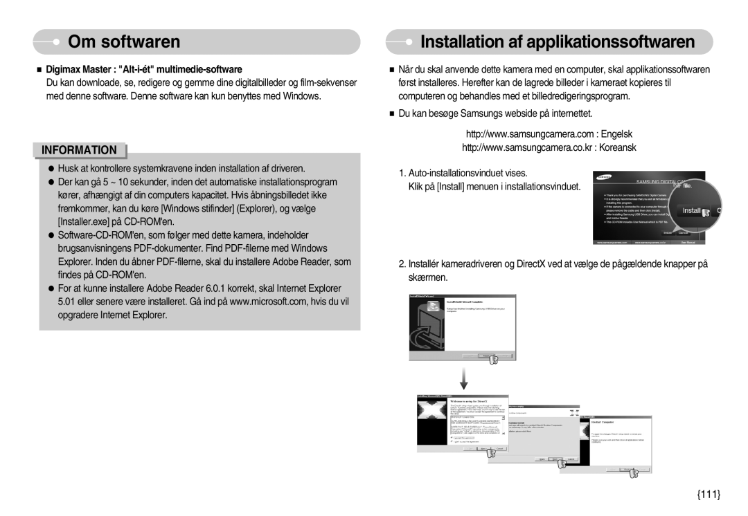 Samsung EC-I7ZZZBBC/E2, EC-I7ZZZSBC/E2 Installation af applikationssoftwaren, Digimax Master Alt-i-ét multimedie-software 