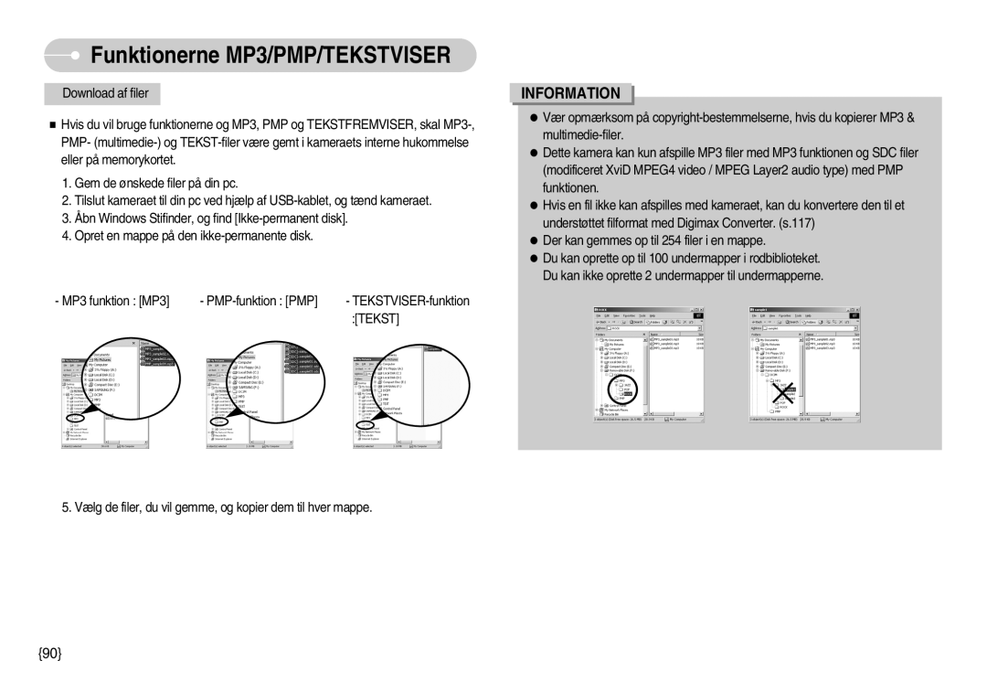 Samsung EC-I7ZZZSBB/DE, EC-I7ZZZBBC/E2, EC-I7ZZZSBC/E2 manual Vælg de filer, du vil gemme, og kopier dem til hver mappe 