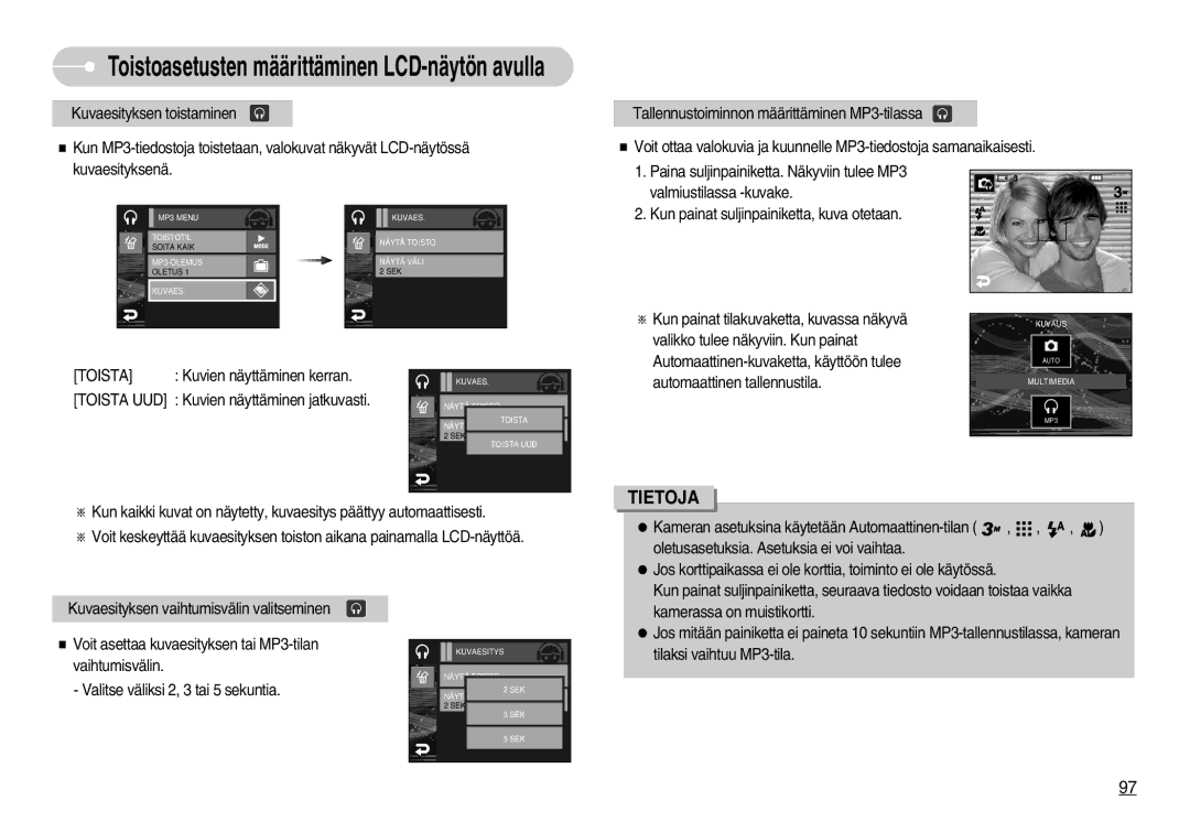 Samsung EC-I7ZZZBBA/DE, EC-I7ZZZBBC/E2, EC-I7ZZZSBC/E2, EC-I7ZZZSBB/DE, EC-I7ZZZSBA/FI manual Kuvien näyttäminen kerran 