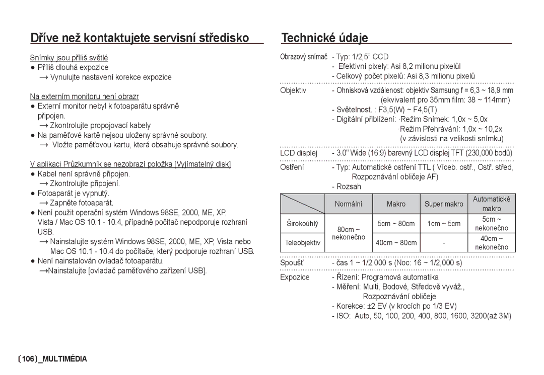 Samsung EC-I80ZZSDA/E3, EC-I80ZZBDA/E3 manual Technické údaje 