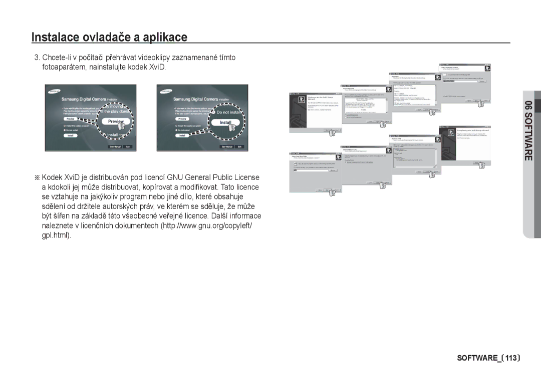 Samsung EC-I80ZZBDA/E3, EC-I80ZZSDA/E3 manual Instalace ovladaþe a aplikace 