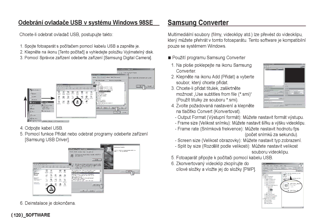 Samsung EC-I80ZZSDA/E3, EC-I80ZZBDA/E3 manual Samsung Converter, Chcete-li odebrat ovladaþ USB, postupujte takto 