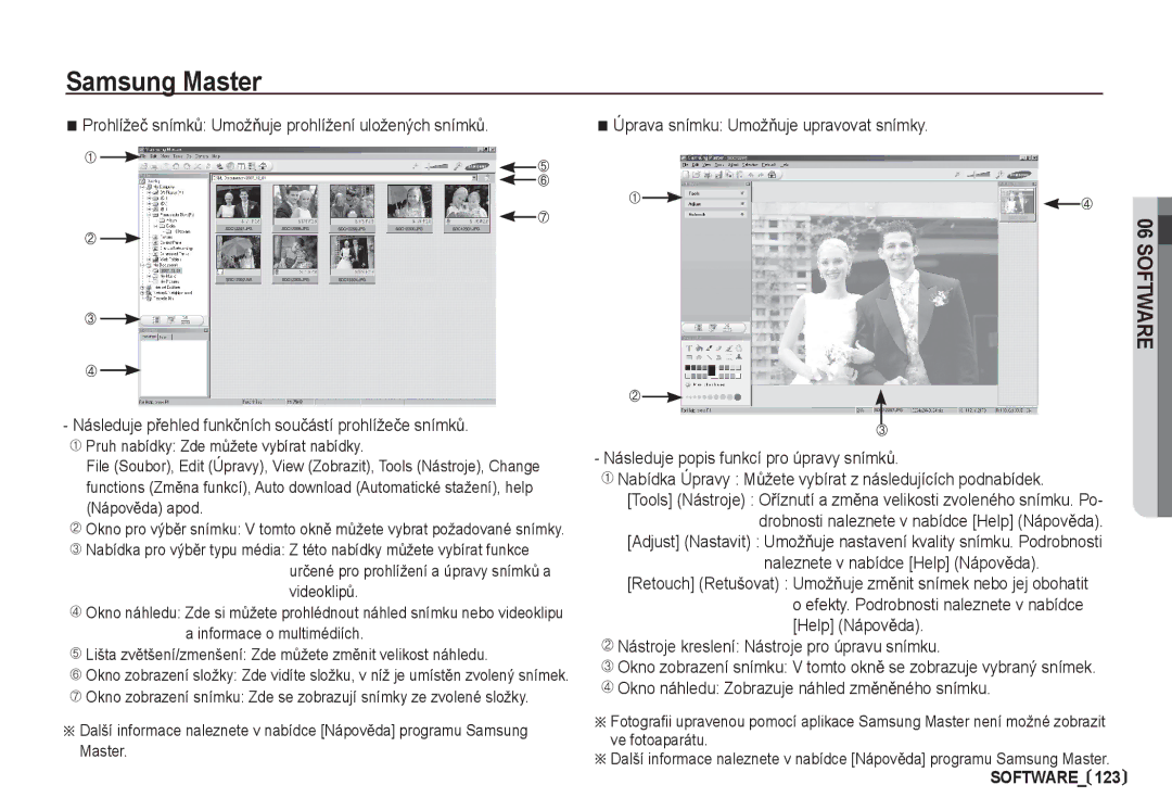 Samsung EC-I80ZZBDA/E3, EC-I80ZZSDA/E3 manual Následuje pĜehled funkþních souþástí prohlížeþe snímkĤ 