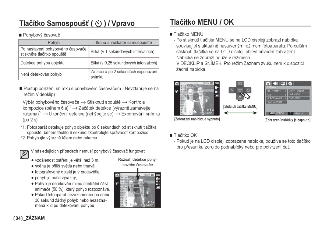 Samsung EC-I80ZZSDA/E3, EC-I80ZZBDA/E3 manual Tlaþítko Menu / OK 