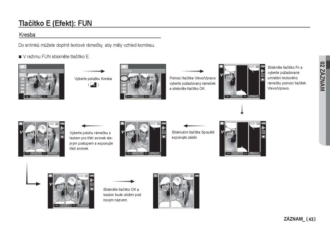 Samsung EC-I80ZZBDA/E3, EC-I80ZZSDA/E3 manual Tlaþítko E Efekt FUN, Kresba 