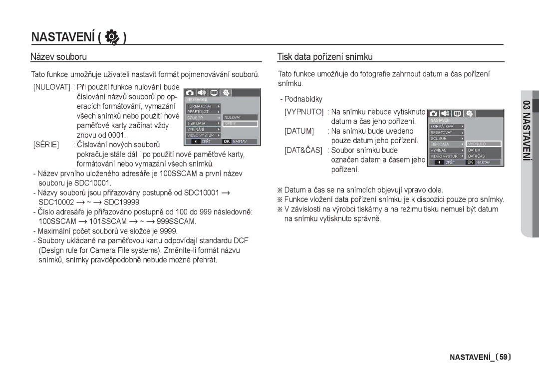 Samsung EC-I80ZZBDA/E3, EC-I80ZZSDA/E3 manual Název souboru, Tisk data poĜízení snímku 