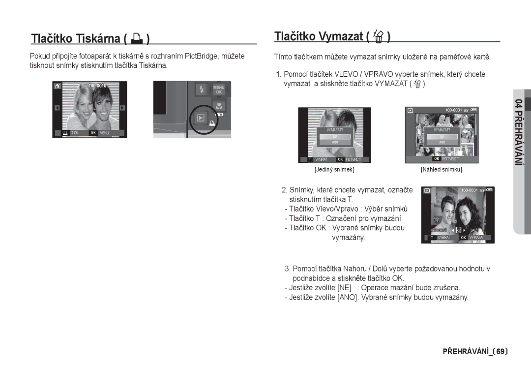 Samsung EC-I80ZZBDA/E3, EC-I80ZZSDA/E3 manual Tlaþítko Tiskárna » 