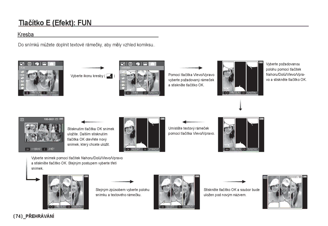 Samsung EC-I80ZZSDA/E3, EC-I80ZZBDA/E3 manual 74 PěEHRÁVÁNÍ 