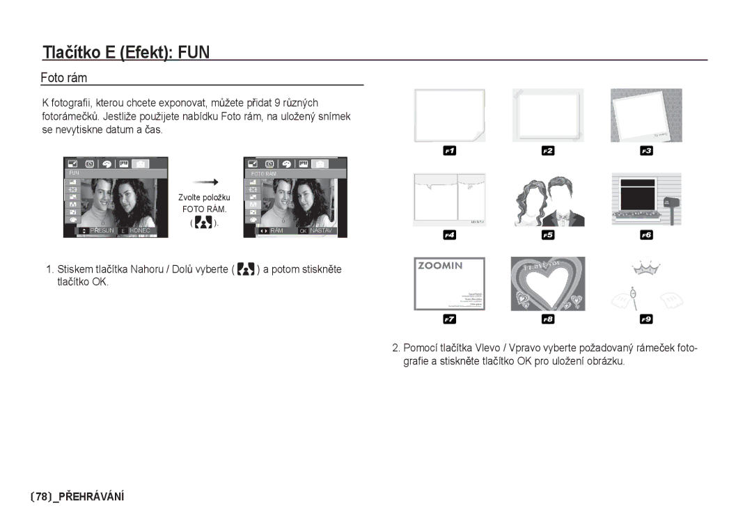 Samsung EC-I80ZZSDA/E3, EC-I80ZZBDA/E3 manual 78 PěEHRÁVÁNÍ 