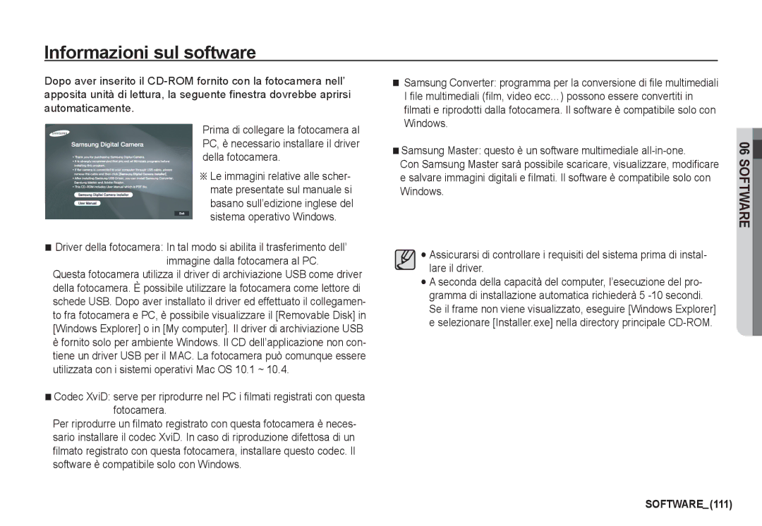 Samsung EC-I80ZZBDA/E3, EC-I80ZZSBA/E2, EC-I80ZZBBA/E2, EC-I80ZZSDA/E3, EC-I80ZZBBB/E1 Informazioni sul software, Software 