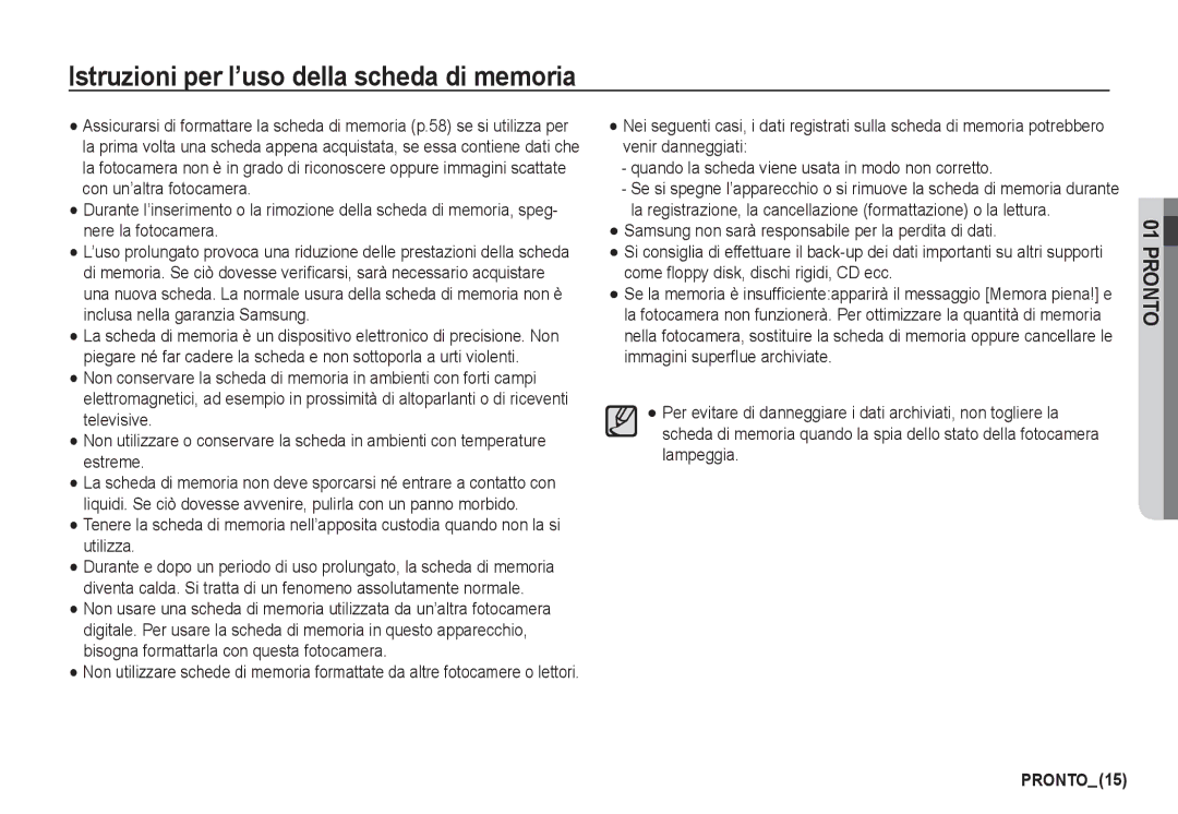 Samsung EC-I80ZZBBC/E1, EC-I80ZZSBA/E2, EC-I80ZZBBA/E2, EC-I80ZZBDA/E3 manual Istruzioni per l’uso della scheda di memoria 