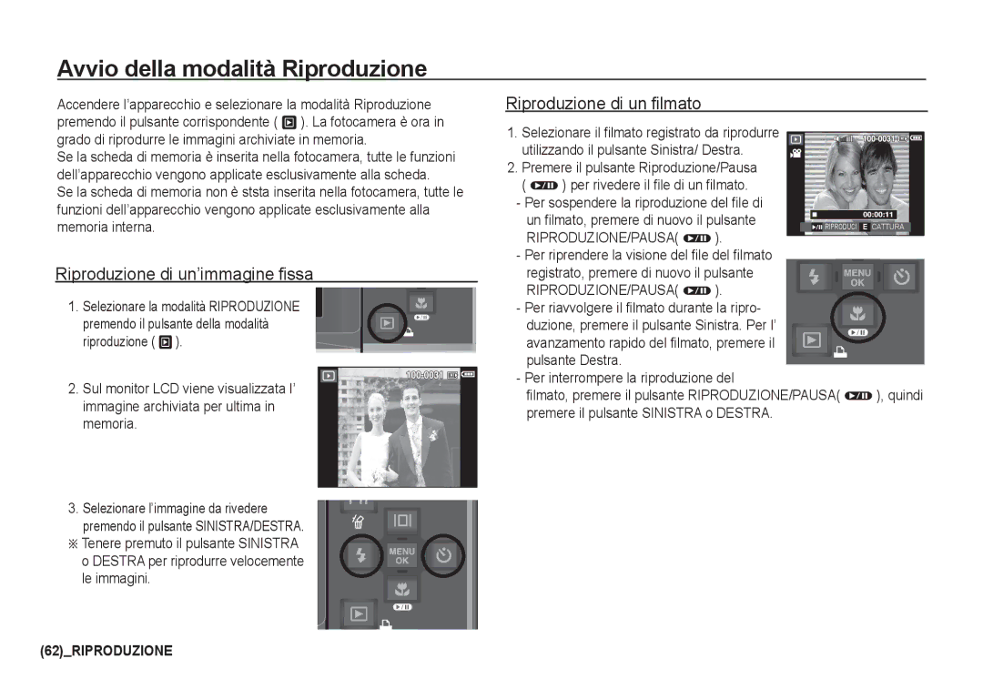 Samsung EC-I80ZZSDA/E3 Avvio della modalità Riproduzione, Riproduzione di un’immagine fissa, Riproduzione di un filmato 