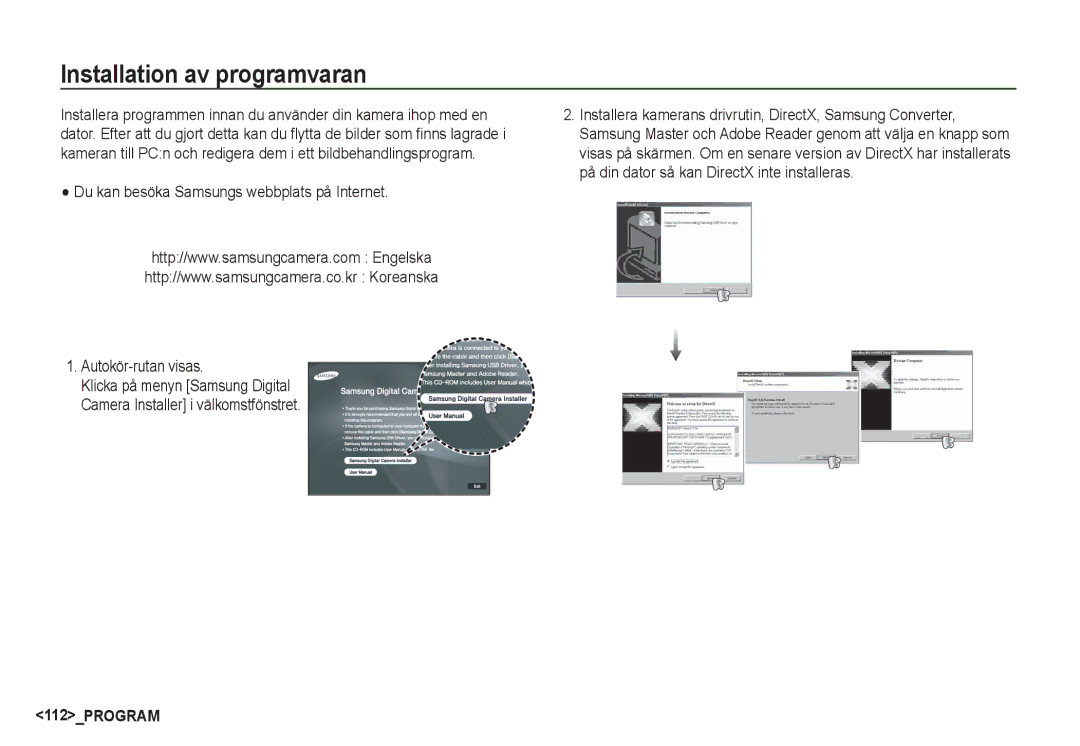 Samsung EC-I80ZZBBA/E2, EC-I80ZZSBA/E2 manual Installation av programvaran, Du kan besöka Samsungs webbplats på Internet 