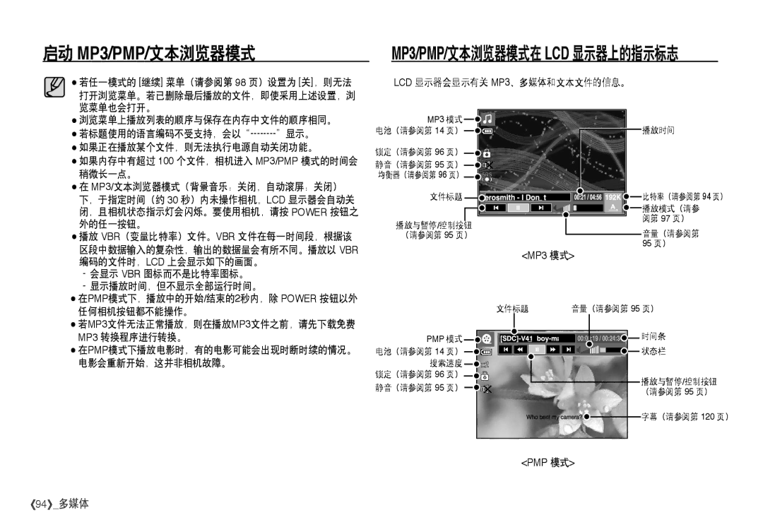 Samsung EC-I80ZZSDA/E3, EC-I80ZZSBA/FR, EC-I80ZZBBA/FR, EC-I80ZZBDA/E3 manual 文本浏览器模式在 显示器上的指示标志 