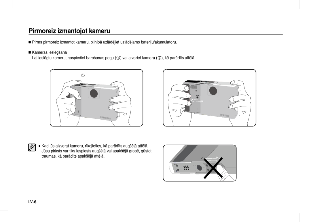 Samsung EC-I80ZZSBA/AR, EC-I80ZZSBA/FR, EC-I80ZZBBA/FR, EC-I80ZZSBA/E2, EC-I80ZZBBA/E2 manual Pirmoreiz izmantojot kameru 