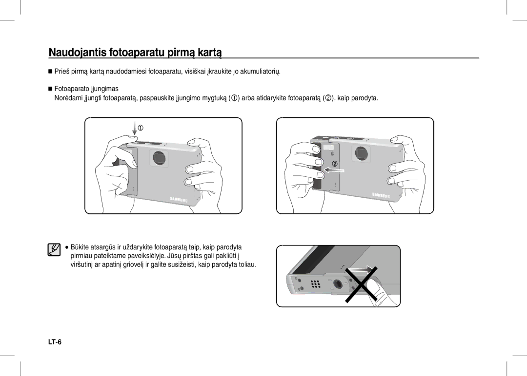 Samsung EC-I80ZZSDB/AS, EC-I80ZZSBA/FR, EC-I80ZZBBA/FR, EC-I80ZZSBA/E2, EC-I80ZZBBA/E2 Naudojantis fotoaparatu pirmą kartą 