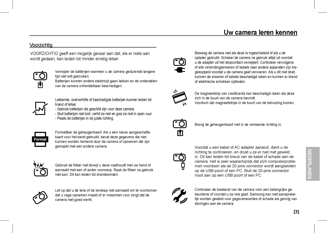 Samsung EC-I80ZZBDA/E3, EC-I80ZZSBA/FR, EC-I80ZZBBA/FR Voorzichtig, Breng de geheugenkaart niet in de verkeerde richting 