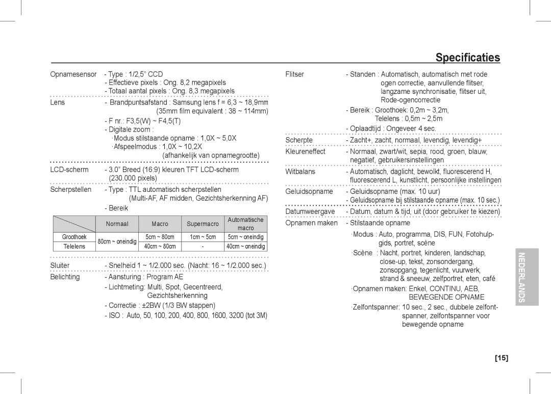 Samsung EC-I80ZZSBA/RU, EC-I80ZZSBA/FR, EC-I80ZZBBA/FR, EC-I80ZZSBA/E2, EC-I80ZZBBA/E2, EC-I80ZZBDA/E3 manual Bewegende Opname 