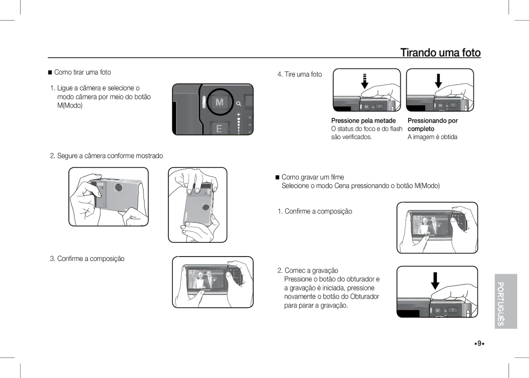 Samsung EC-I80ZZSBC/E1, EC-I80ZZSBA/FR, EC-I80ZZBBA/FR Tirando uma foto, Pressione pela metade, Completo, São verificados 