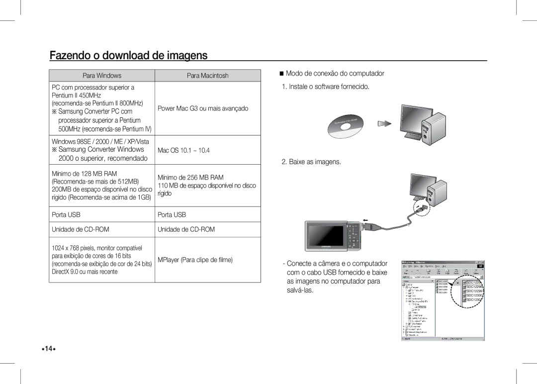 Samsung EC-I80ZZBDA/DE, EC-I80ZZSBA/FR, EC-I80ZZBBA/FR, EC-I80ZZSBA/E2, EC-I80ZZBBA/E2 manual Fazendo o download de imagens 