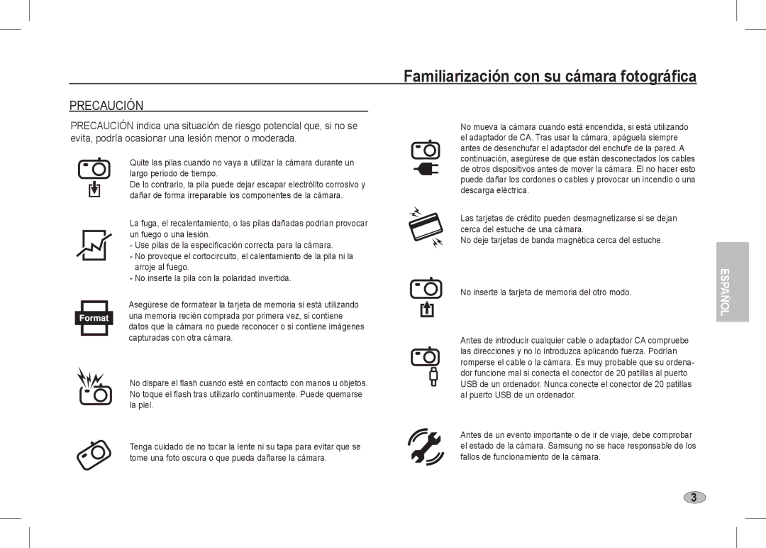 Samsung EC-I80ZZSBA/AU, EC-I80ZZSBA/FR, EC-I80ZZBBA/FR, EC-I80ZZSBA/E2, EC-I80ZZBBA/E2, EC-I80ZZBDA/E3, EC-I80ZZBAA Precaución 