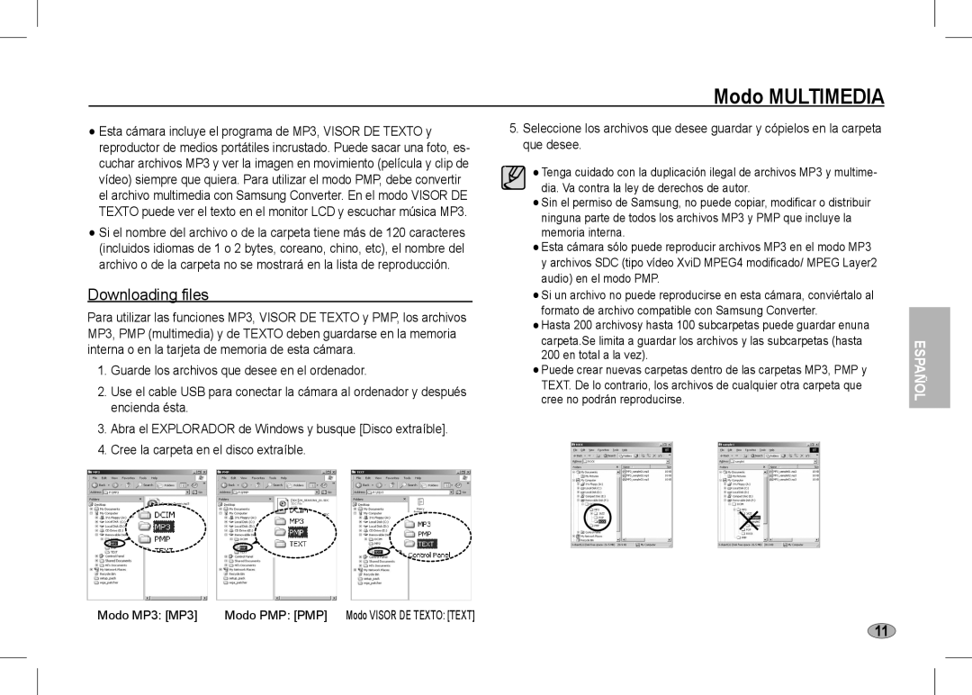 Samsung EC-I80ZZSAA, EC-I80ZZSBA/FR, EC-I80ZZBBA/FR, EC-I80ZZSBA/E2, EC-I80ZZBBA/E2, EC-I80ZZBAA Modo Multimedia, Modo MP3 MP3 