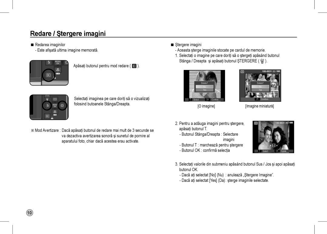 Samsung EC-I80ZZBDC/AS, EC-I80ZZSBA/FR, EC-I80ZZBBA/FR Redare / Ştergere imagini, Butonul OK confirmă selecţia, Imagine 