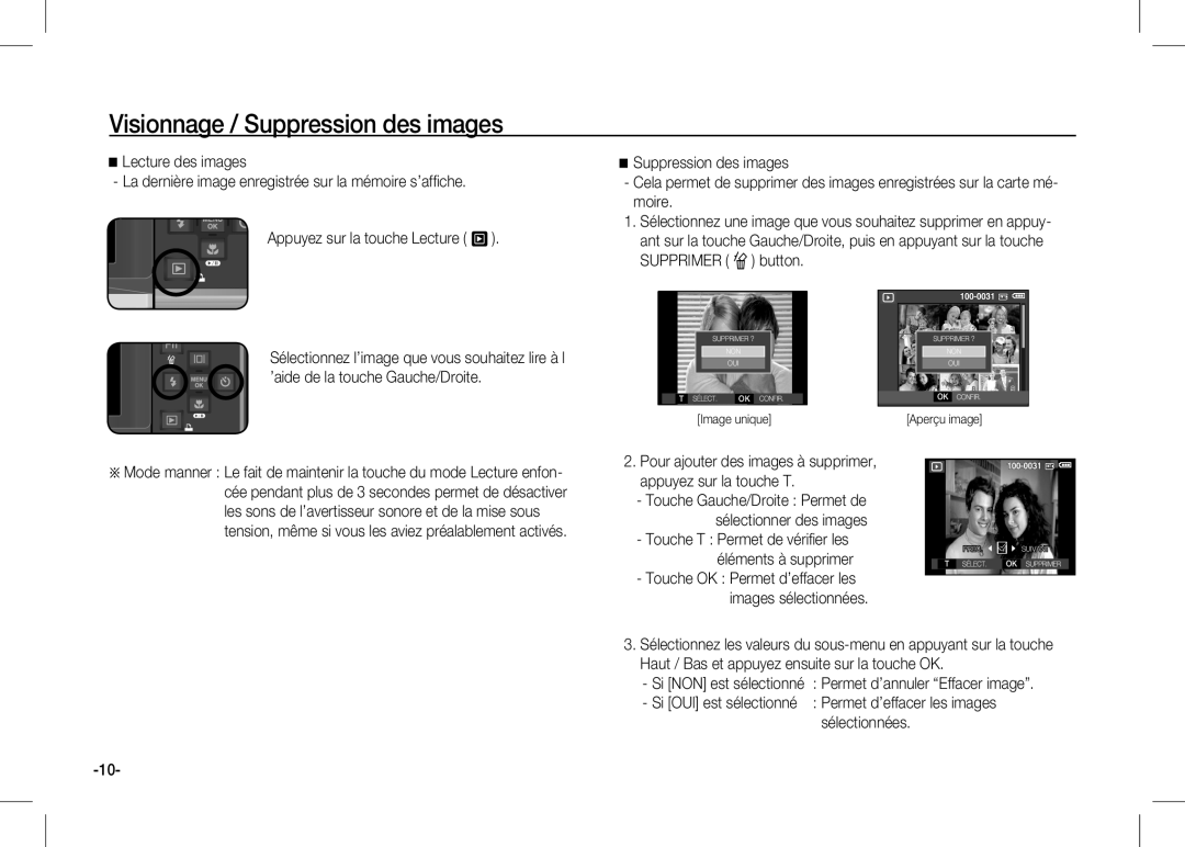 Samsung EC-I80ZZBBA/FR, EC-I80ZZSBA/FR, EC-I80ZZSBA/E2, EC-I80ZZBBA/E2, EC-I80ZZBDA/E3 Visionnage / Suppression des images 