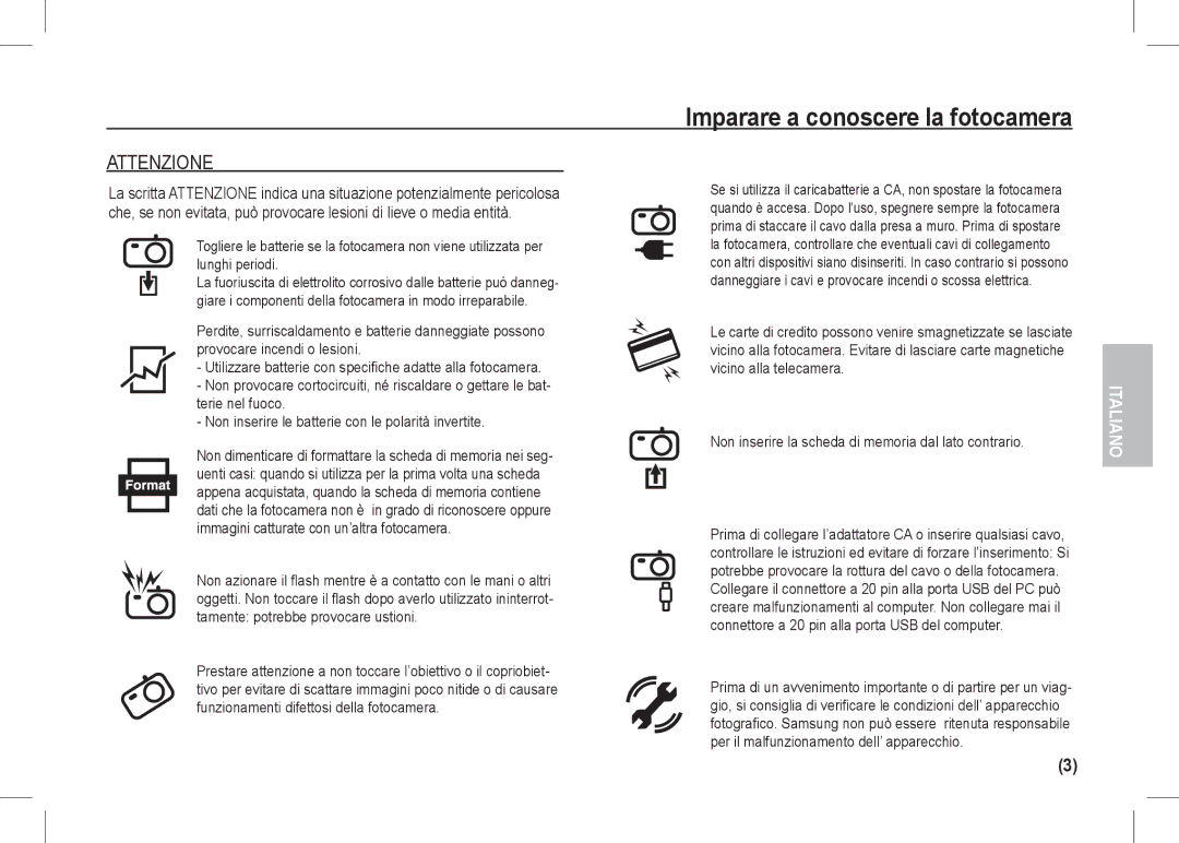 Samsung EC-I80ZZSBA/AU, EC-I80ZZSBA/FR, EC-I80ZZBBA/FR, EC-I80ZZSBA/E2, EC-I80ZZBBA/E2, EC-I80ZZBDA/E3, EC-I80ZZBAA Attenzione 