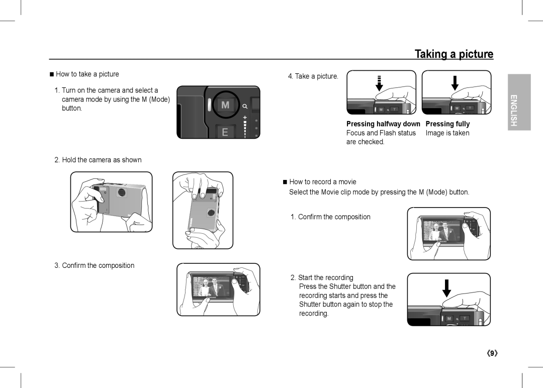 Samsung EC-I80ZZSBA/IT, EC-I80ZZSBA/FR, EC-I80ZZBBA/FR, EC-I80ZZSBA/E2, EC-I80ZZBBA/E2, EC-I80ZZBDA/E3 manual Taking a picture 