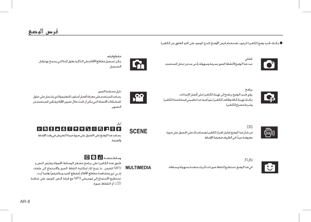 Samsung EC-I80ZZBBA/IT, EC-I80ZZSBA/FR, EC-I80ZZBBA/FR عضولا صرق, ةطاسبوةلوهسبةددعتمتاريثأتتاذروصطاقتلاعيطتست،عضولااذهيف 