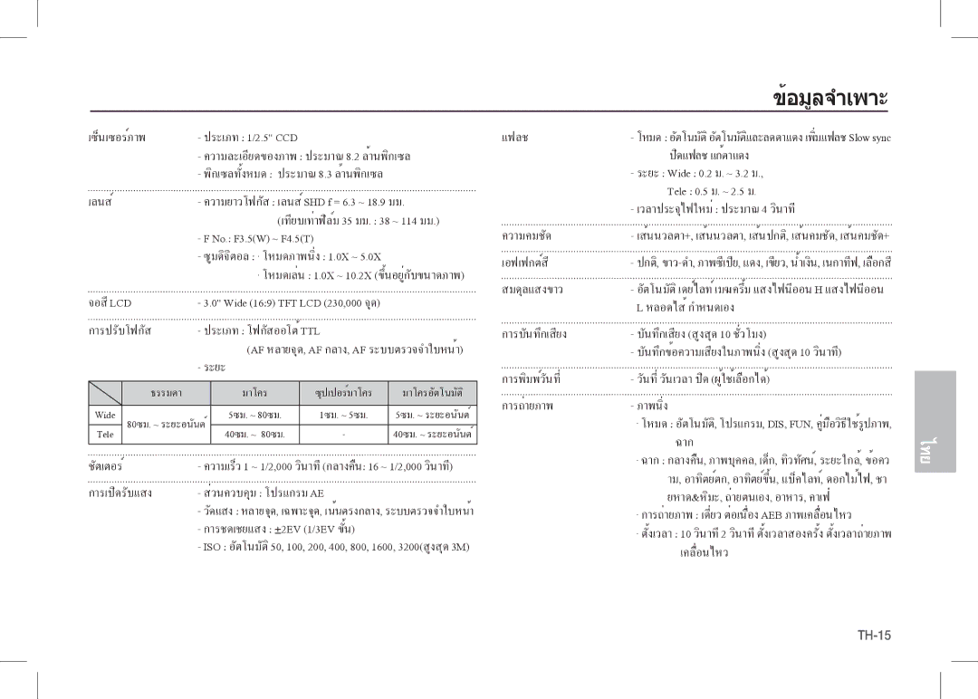 Samsung EC-I80ZZBDB/AS, EC-I80ZZSBA/FR, EC-I80ZZBBA/FR, EC-I80ZZSBA/E2, EC-I80ZZBBA/E2, EC-I80ZZBAA ข้อมูลจำเพาะ, การถ่ายภาพ 