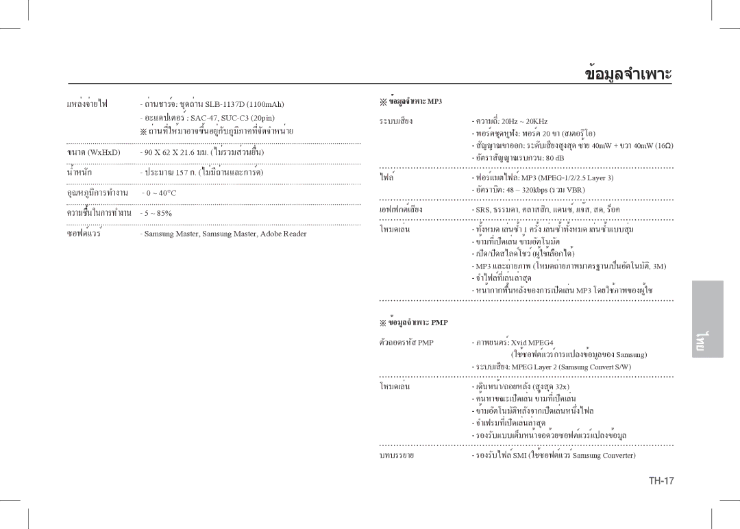 Samsung EC-I80ZZSDA/DE, EC-I80ZZSBA/FR, EC-I80ZZBBA/FR, EC-I80ZZSBA/E2, EC-I80ZZBBA/E2 manual 90 X 62 X 21.6 มม. ไม่รวมส่วนยื่น 