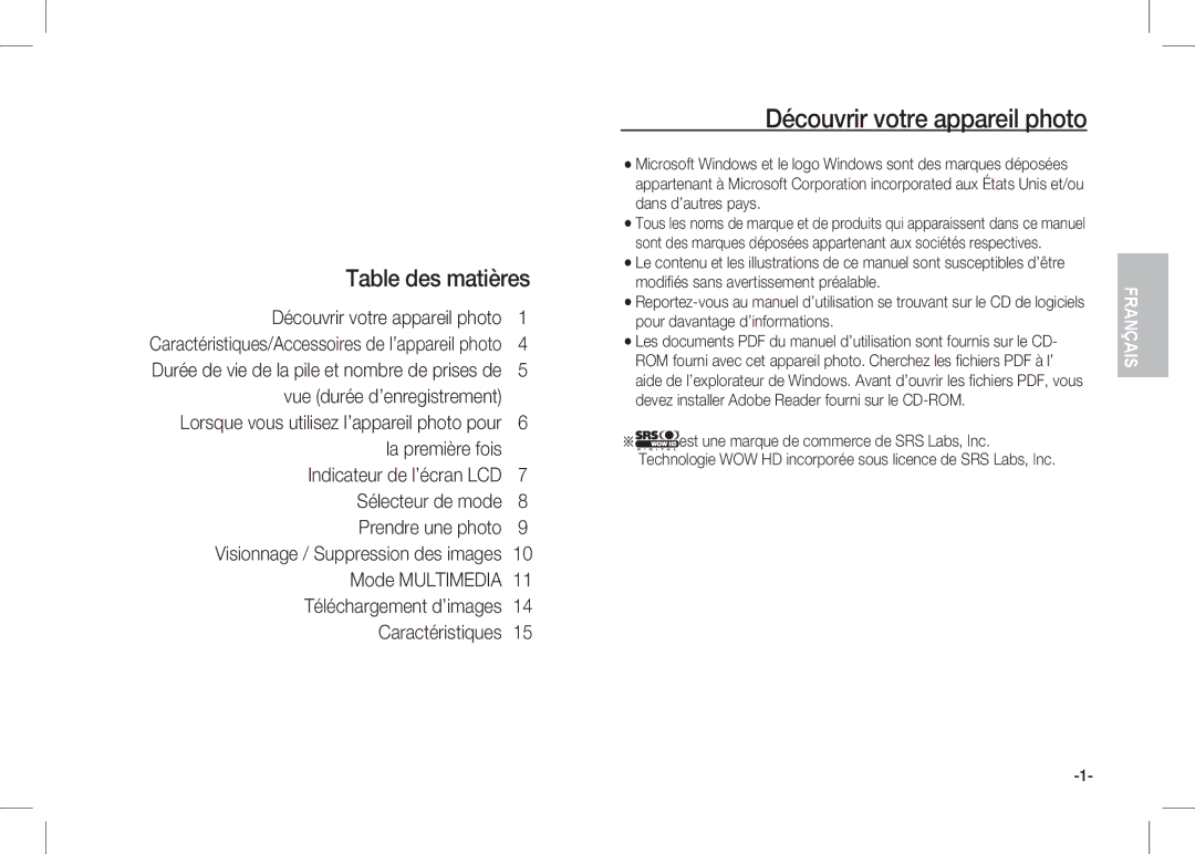 Samsung EC-I80ZZSAA, EC-I80ZZSBA/FR, EC-I80ZZBBA/FR, EC-I80ZZSBA/E2, EC-I80ZZBBA/E2 manual Découvrir votre appareil photo 