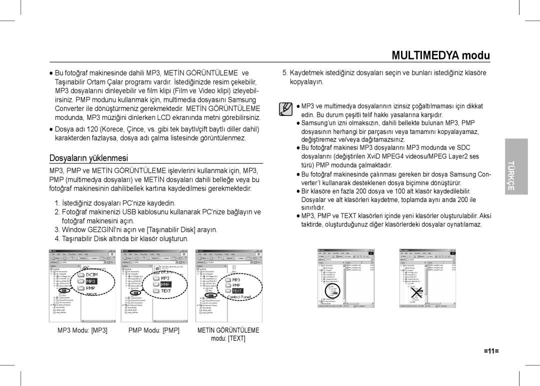 Samsung EC-I80ZZSBA/E2, EC-I80ZZSBA/FR, EC-I80ZZBBA/FR, EC-I80ZZBBA/E2 manual Multimedya modu, MP3 Modu MP3 PMP Modu PMP 