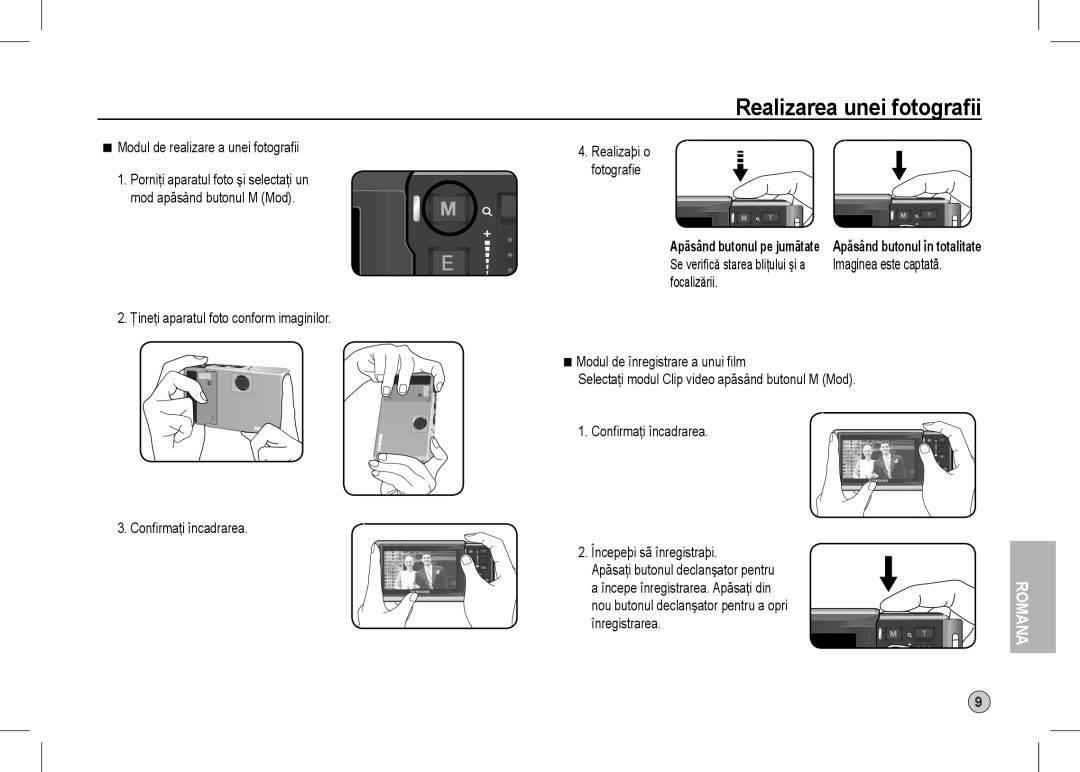 Samsung EC-I80ZZBBB/MX, EC-I80ZZSBA/FR, EC-I80ZZBBA/FR, EC-I80ZZSBA/E2 manual Realizarea unei fotografii, focalizării, Romana 