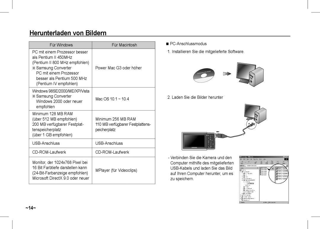 Samsung EC-I80ZZBDA/DE, EC-I80ZZSBA/FR, EC-I80ZZBBA/FR, EC-I80ZZSBA/E2, EC-I80ZZBBA/E2 manual Herunterladen von Bildern, ~14~ 