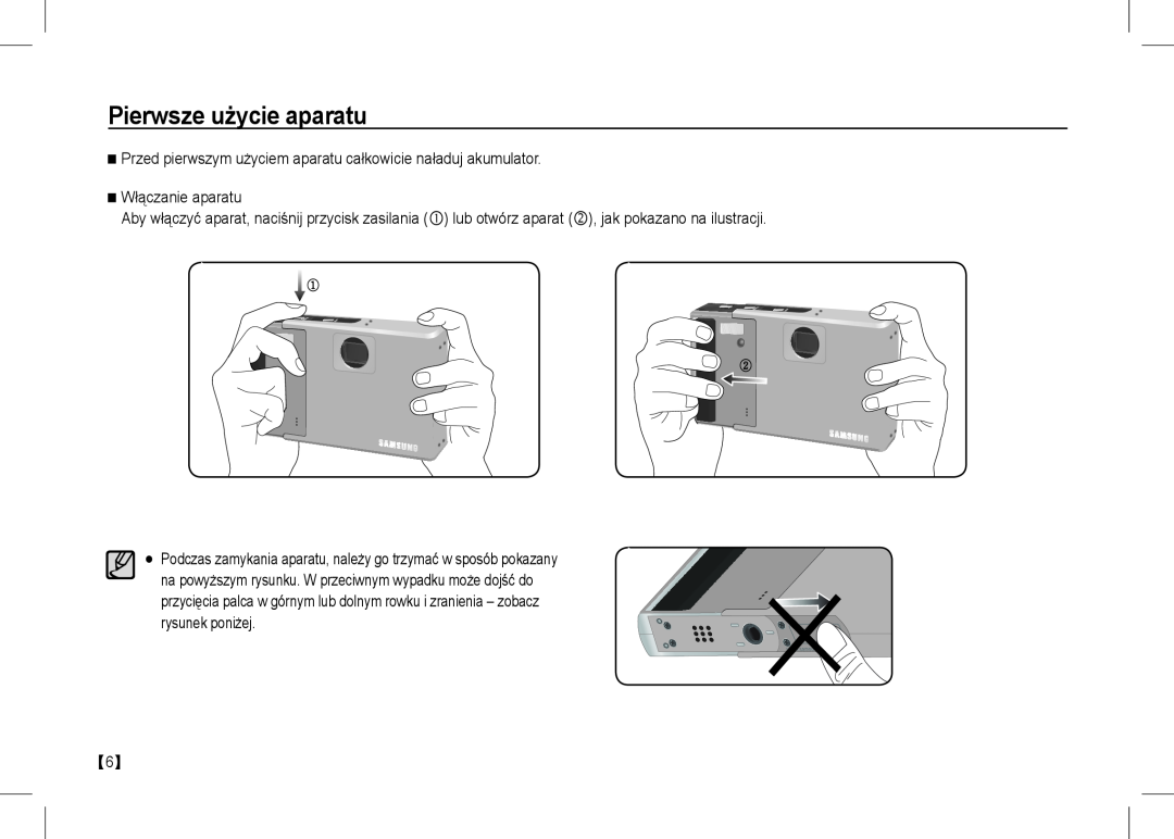 Samsung EC-I80ZZSBA/TR manual Pierwsze użycie aparatu, Ê Przed pierwszym użyciem aparatu całkowicie naładuj akumulator 