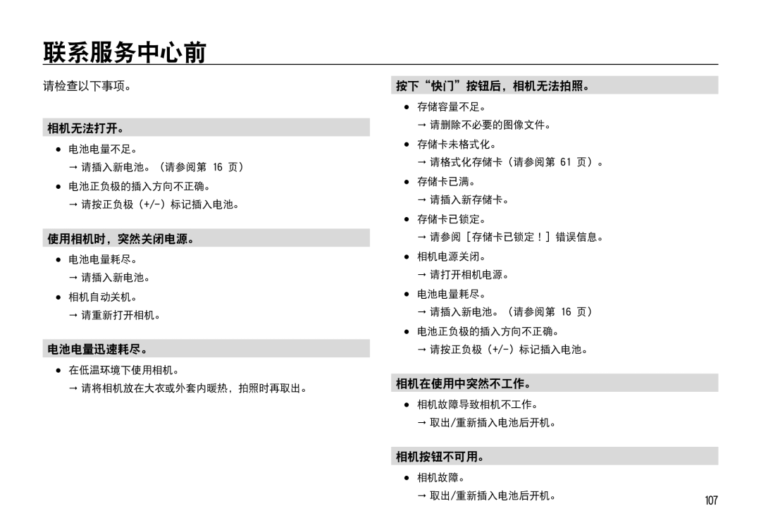 Samsung EC-I85ZZSBA/E2, EC-I85ZZBBA/E3, EC-I85ZZBBA/E1, EC-I85ZZRBA/E1, EC-I85ZZRBA/E3, EC-I85ZZSBA/E1, EC-I85ZZSBA/E3 联系服务中心前 