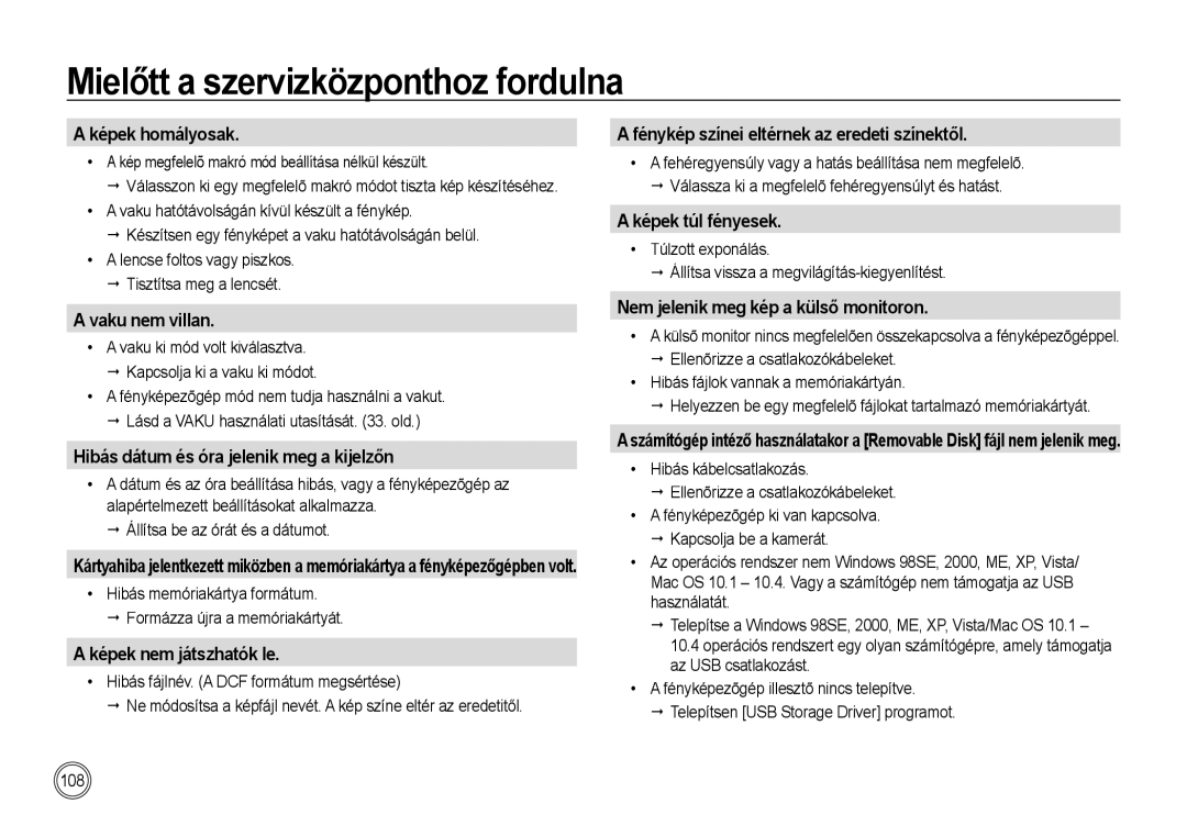 Samsung EC-I85ZZRBA/E3, EC-I85ZZBBA/E3, EC-I85ZZBBA/E1 manual  Állítsa be az órát és a dátumot, Hibás kábelcsatlakozás 